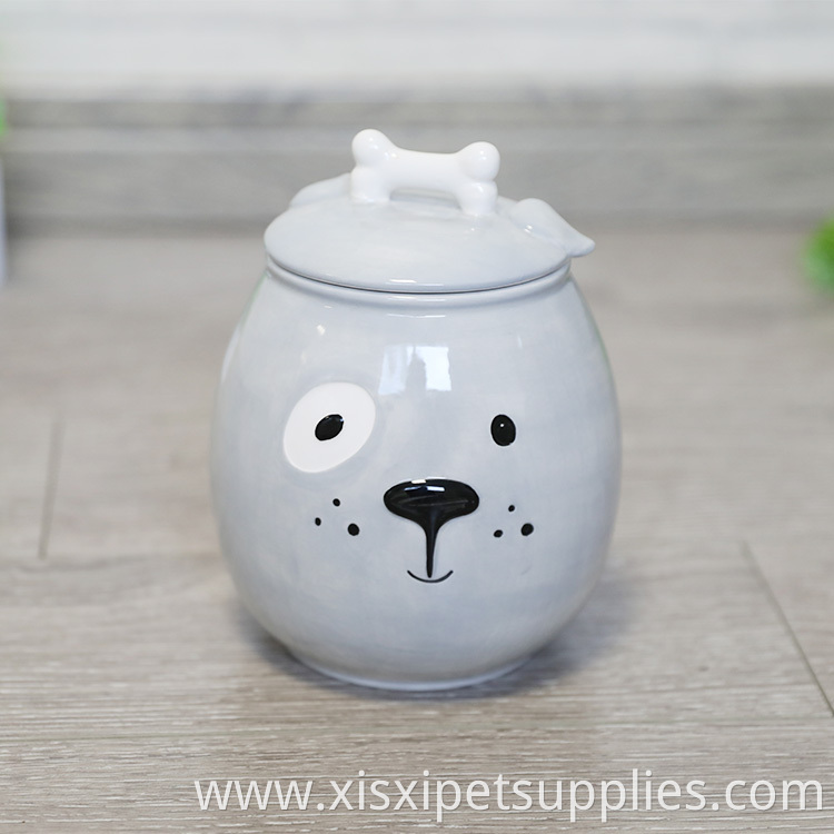 Customizable Pet Dog Cat Food Storage Container Ceramic Treat Jar